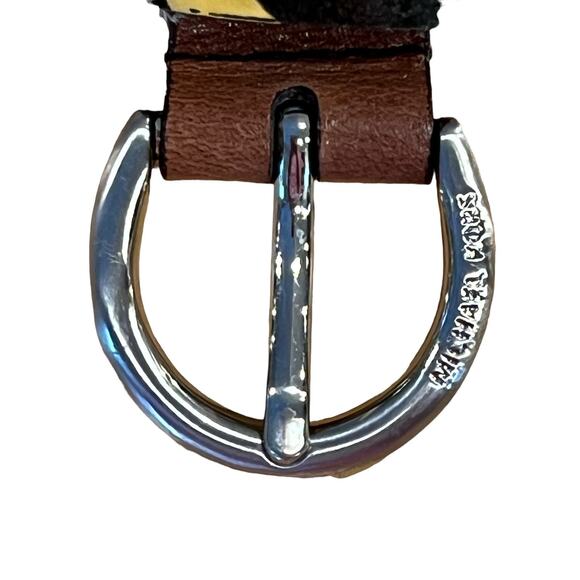 Michael Kors Yellow & Black Patent Leather Aminal Print, Brown Leather Ends, 40" - Picture 8 of 10